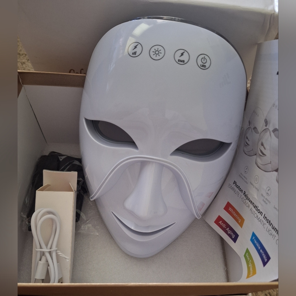 Colors LED Face Mask, Rechargeable EMS Periocular Fever Shield Tender Skin